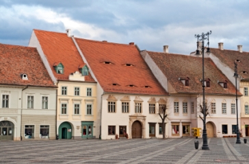 Old houses in Sibiu's main square - Piata Mare
