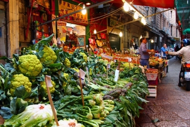 Market Vucciria, green vegetables.